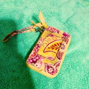 Vera Bradley Wristlet wallet & ID case Bali Gold retired pattern GUC yel…